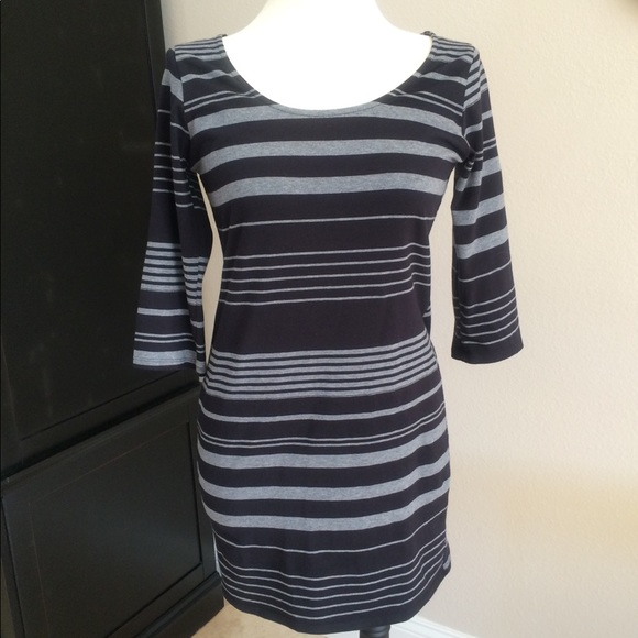 Black and Grey Striped Dress - Picture 1 of 4
